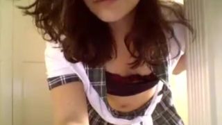 Pretty teen in a school uniform artserotica dress on webcam