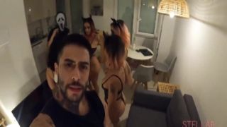 Halloween Party Ends With A keishly savage porn Orgy